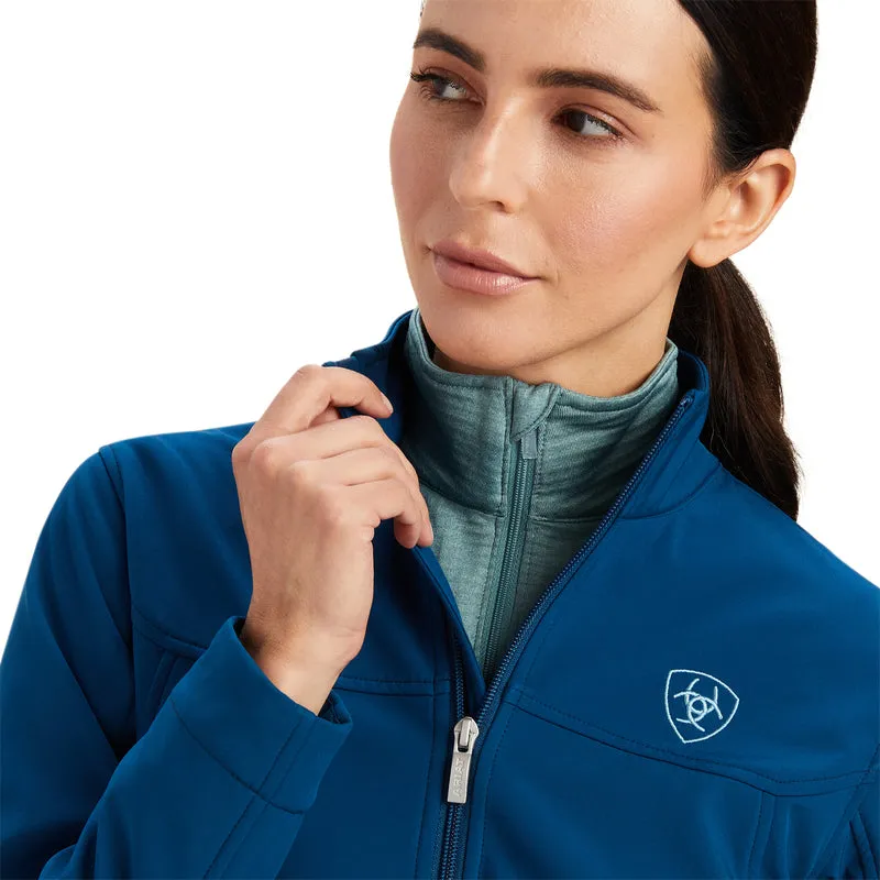 Ariat Women's New Team Softshell Jacket Hydra/Night Sky Blanket, Blue