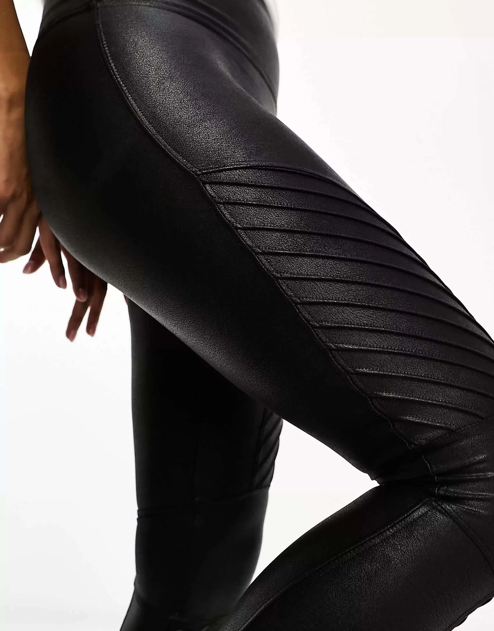 Black Spanx Petite Leather Biker Leggings