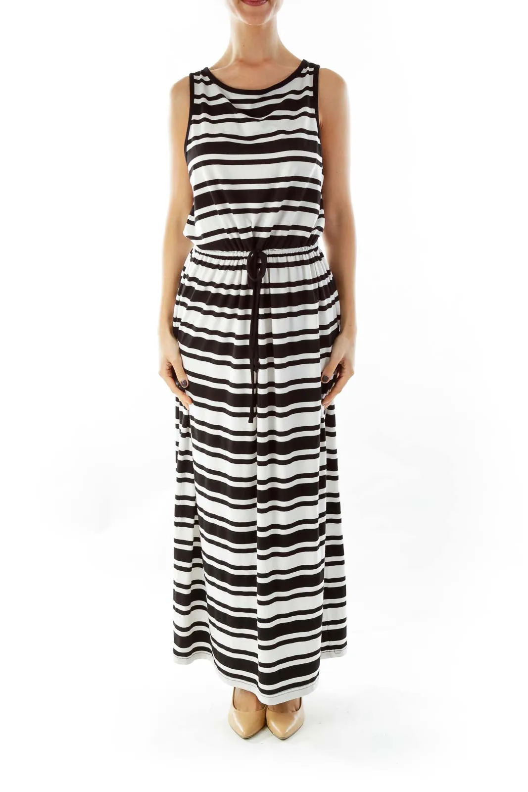 Black White Striped Maxi Dress