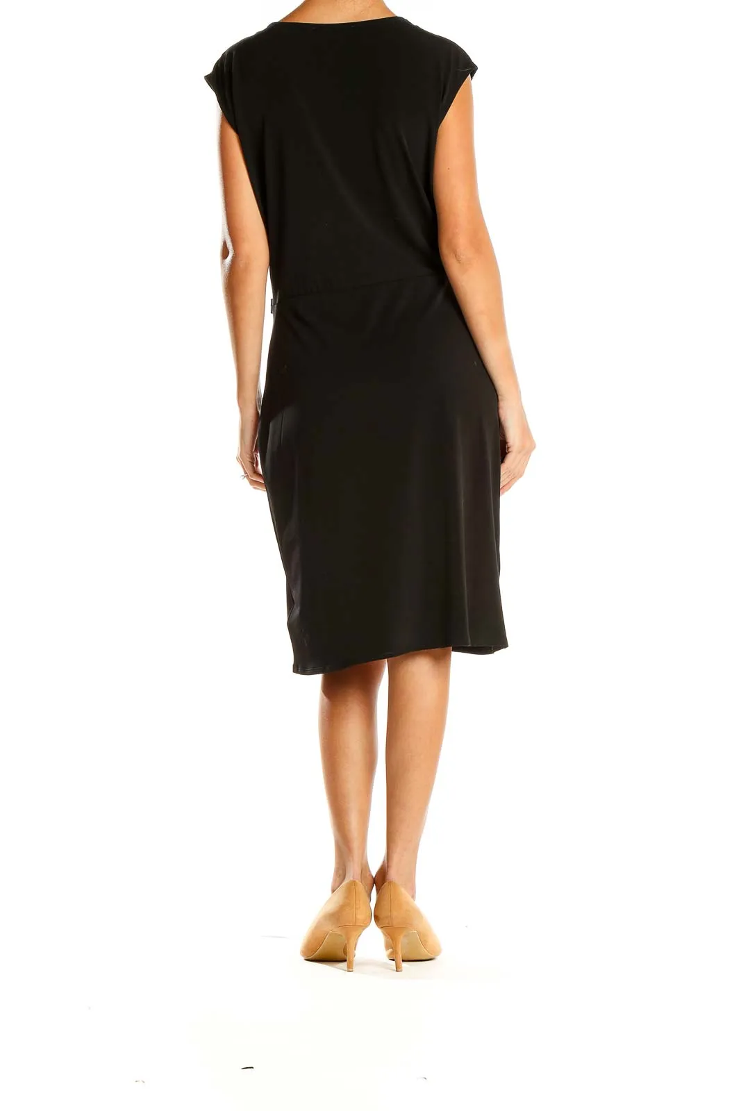 Black Wrap Dress with Side Buckle