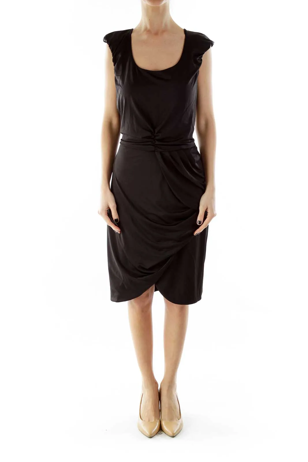 Black Wrap Layered Cocktail Dress