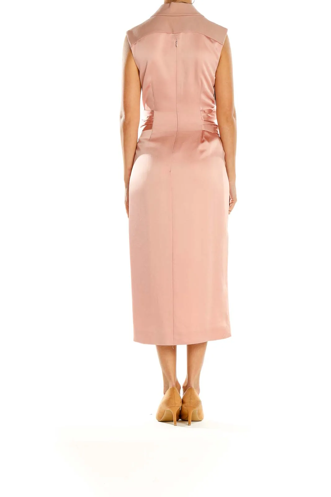 Blush Satin Wrap Midi Dress