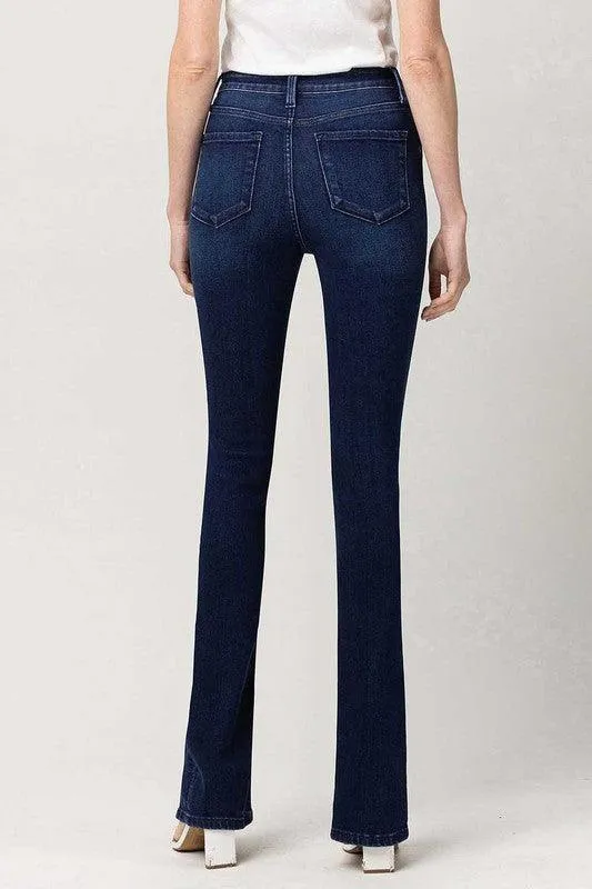 Bottom Split High Rise Slim Straight Jeans