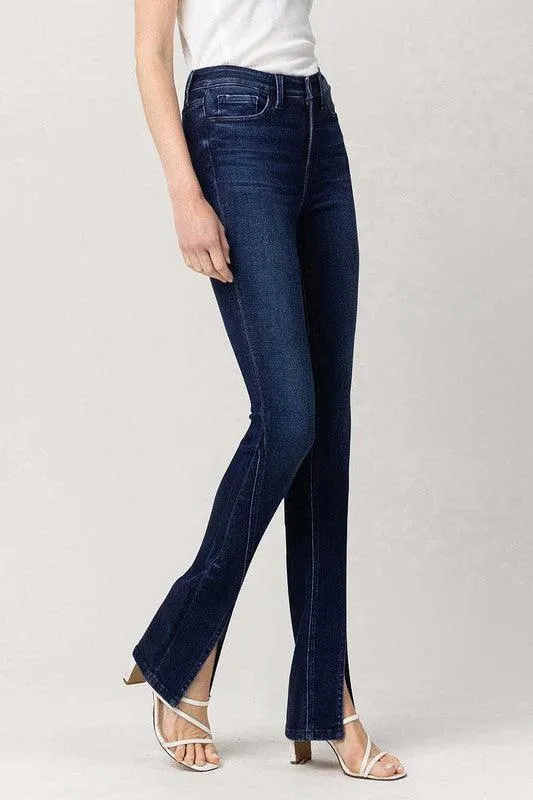 Bottom Split High Rise Slim Straight Jeans