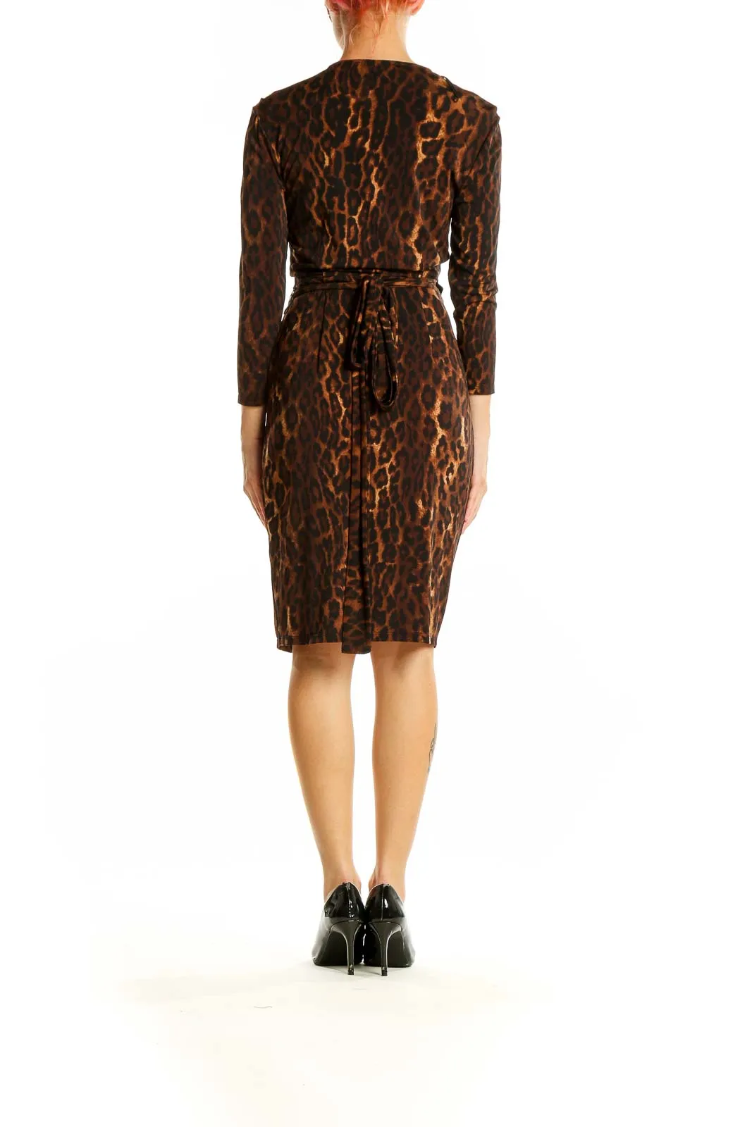 Brown Leopard Print Wrap Dress