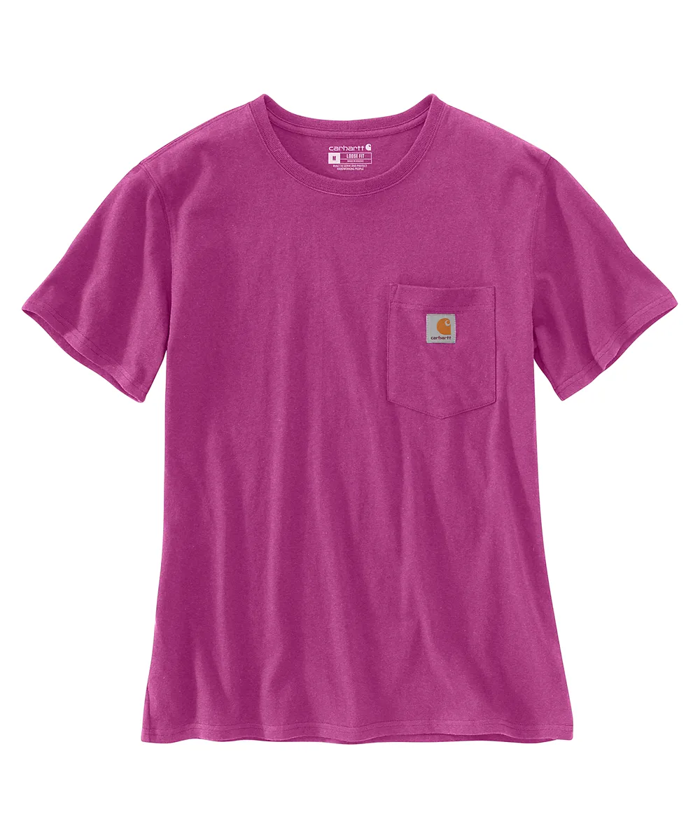 Carhartt Women’s WK87 Short Sleeve Pocket T-Shirt - Magenta Agate Heather