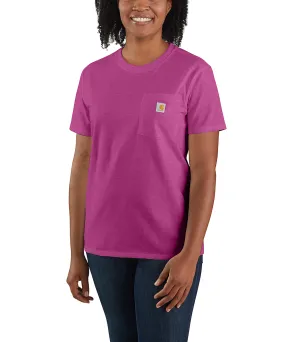 Carhartt Women’s WK87 Short Sleeve Pocket T-Shirt - Magenta Agate Heather