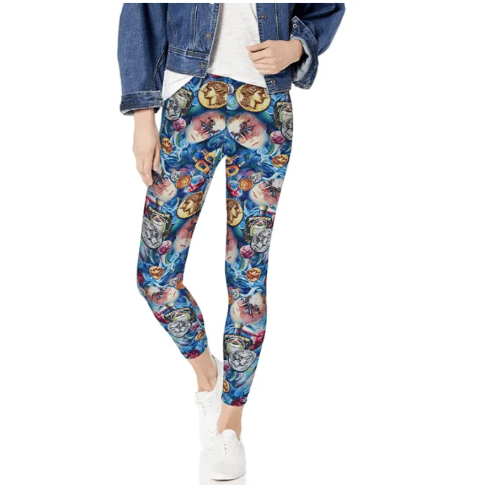 Carnival Womens Full-Length Printed Soft Microfiber Legging, coin faces, Size M