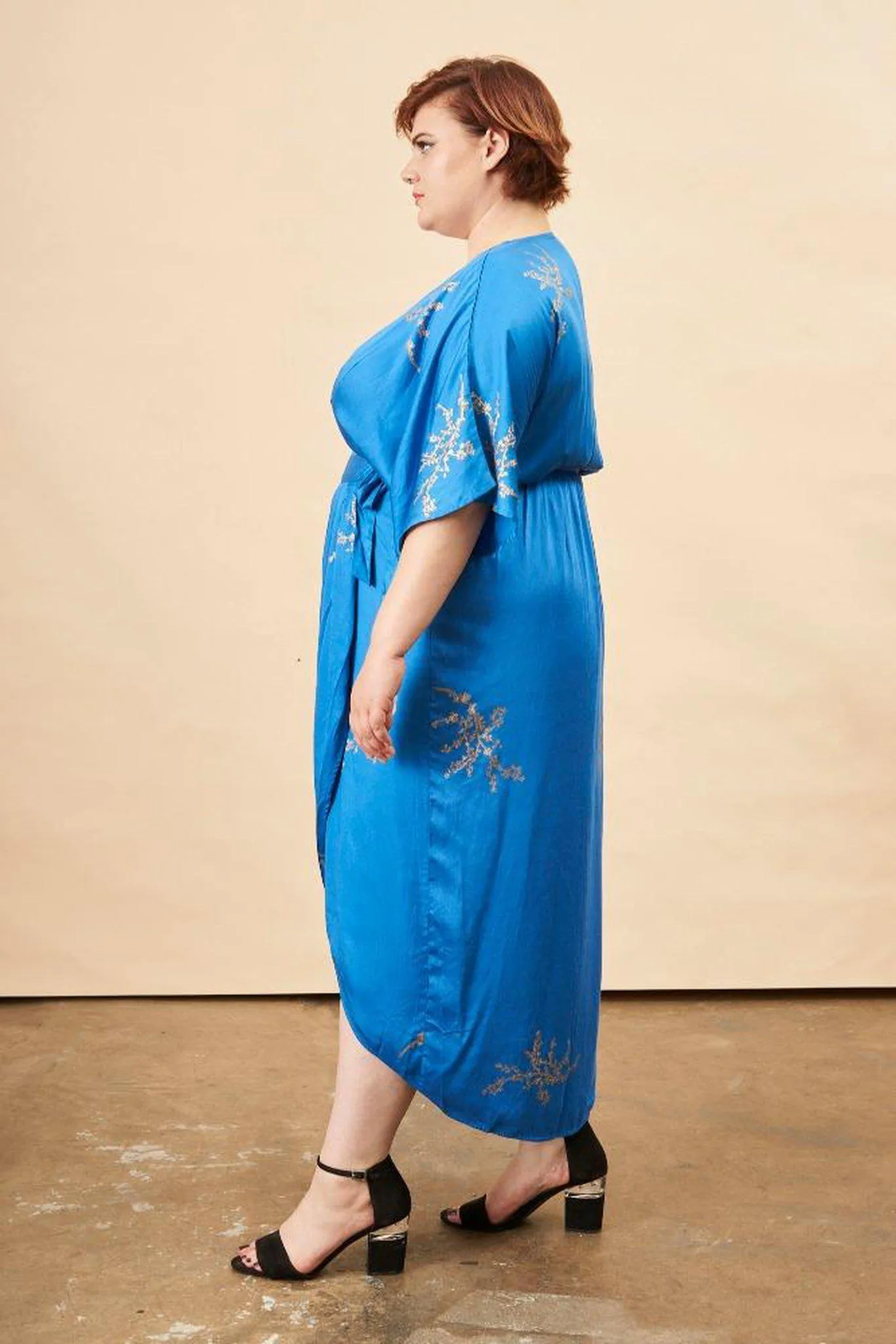 Cherry Blossom Maxi Wrap Dress Sapphire   Gold