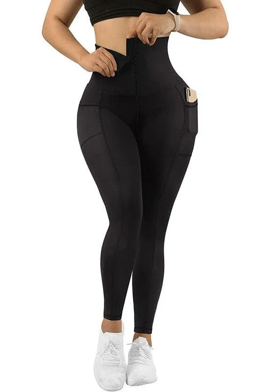 Corset Leggings  Soft Body Shaper With Pockets