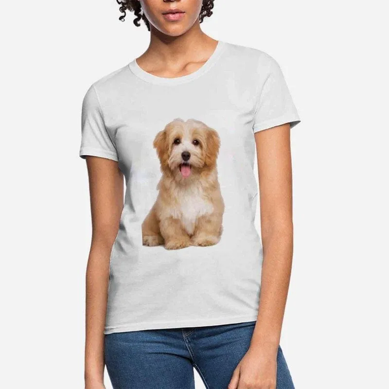 Custom Dog Face Tee White Classic Women's All Over Print T-shirt Your Dog on A Shirt for Female