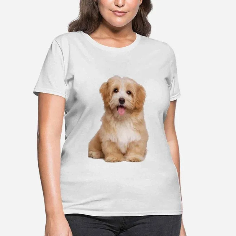 Custom Dog Face Tee White Classic Women's All Over Print T-shirt Your Dog on A Shirt for Female