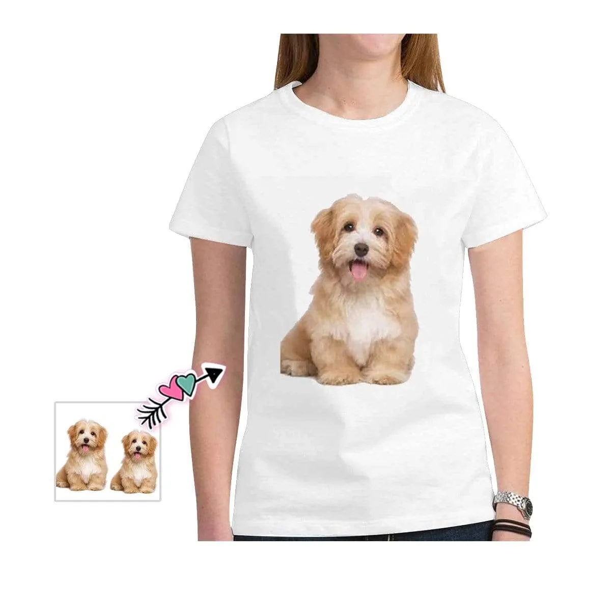 Custom Dog Face Tee White Classic Women's All Over Print T-shirt Your Dog on A Shirt for Female