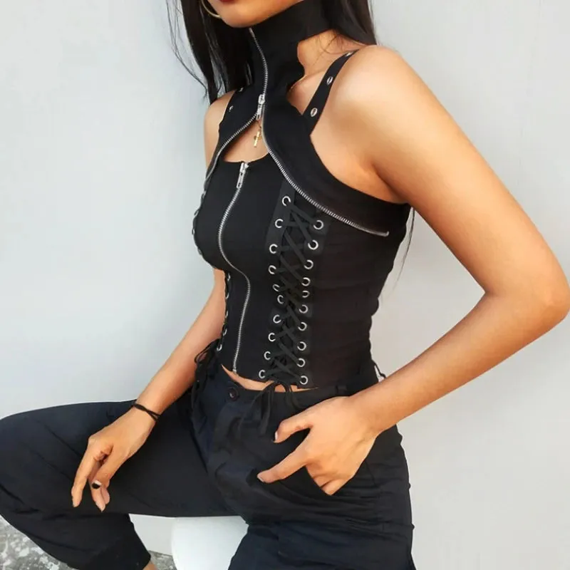 Dark Sexy Harajuku Streetwear Gothic High Waist Bandage Rave Crop Top