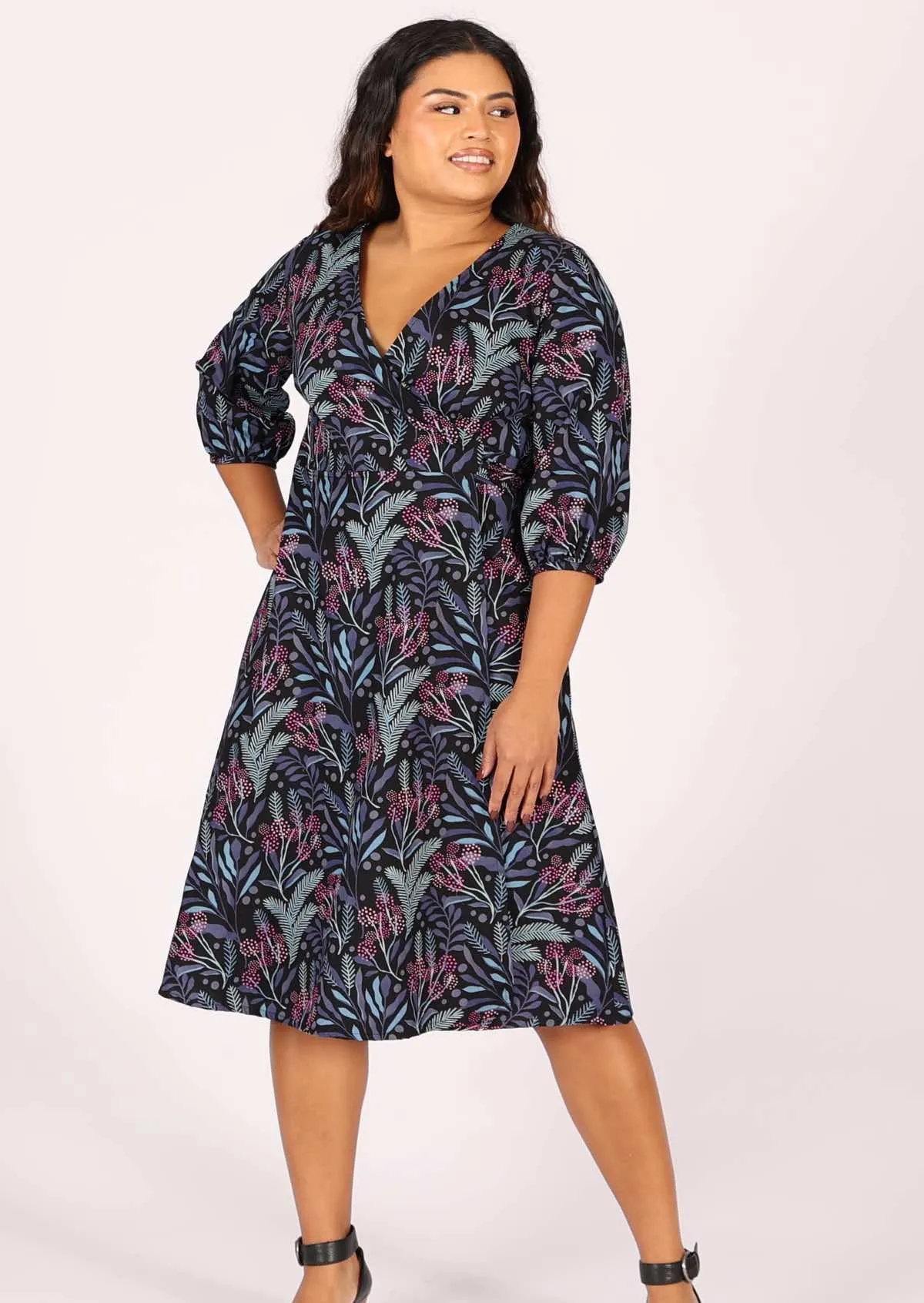 Ella Wrap Dress Obsidian