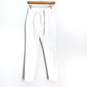 Express White Denim Paperbag Waist Cropped Legging Super High Rise- Size 2 (Inseam 24.5")