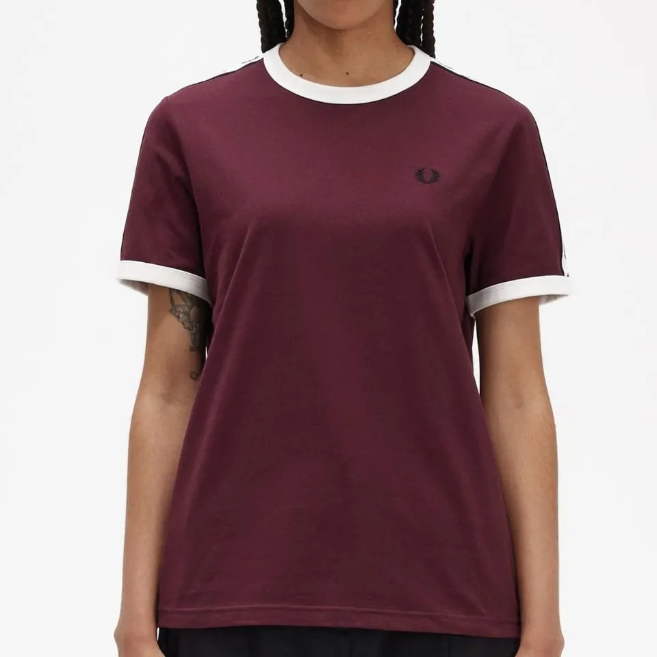 Fred Perry Ladies Oxblood Taped Ringer Tee