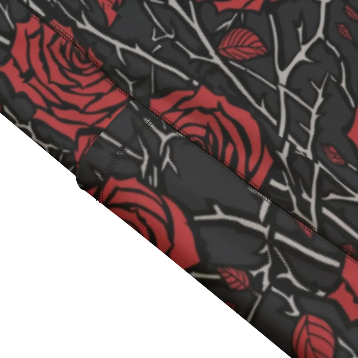 Gothic Red Roses Functional Women's Yoga Leggings With Side Pockets