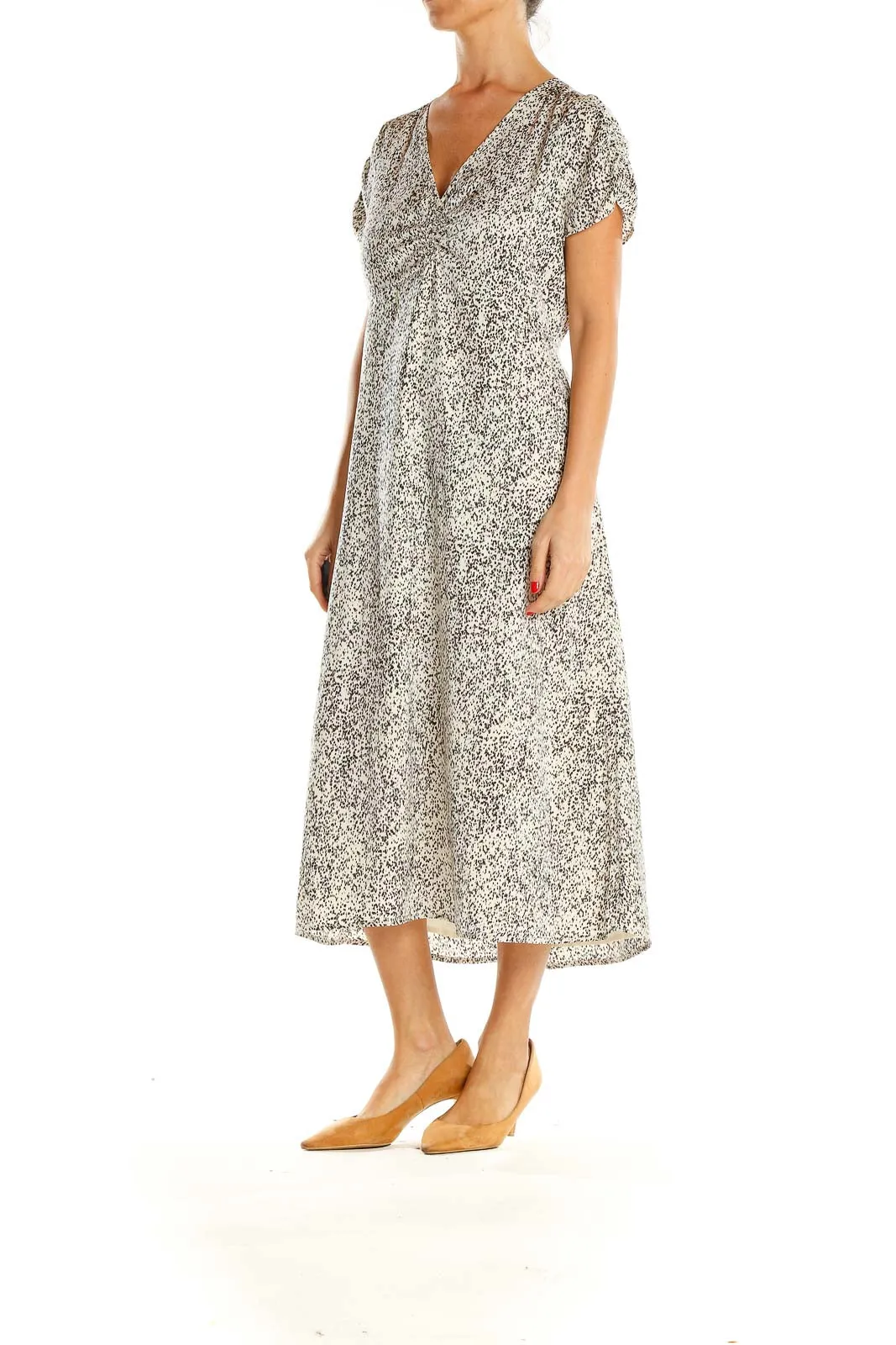 Gray Printed Day Fit & Flare Dress