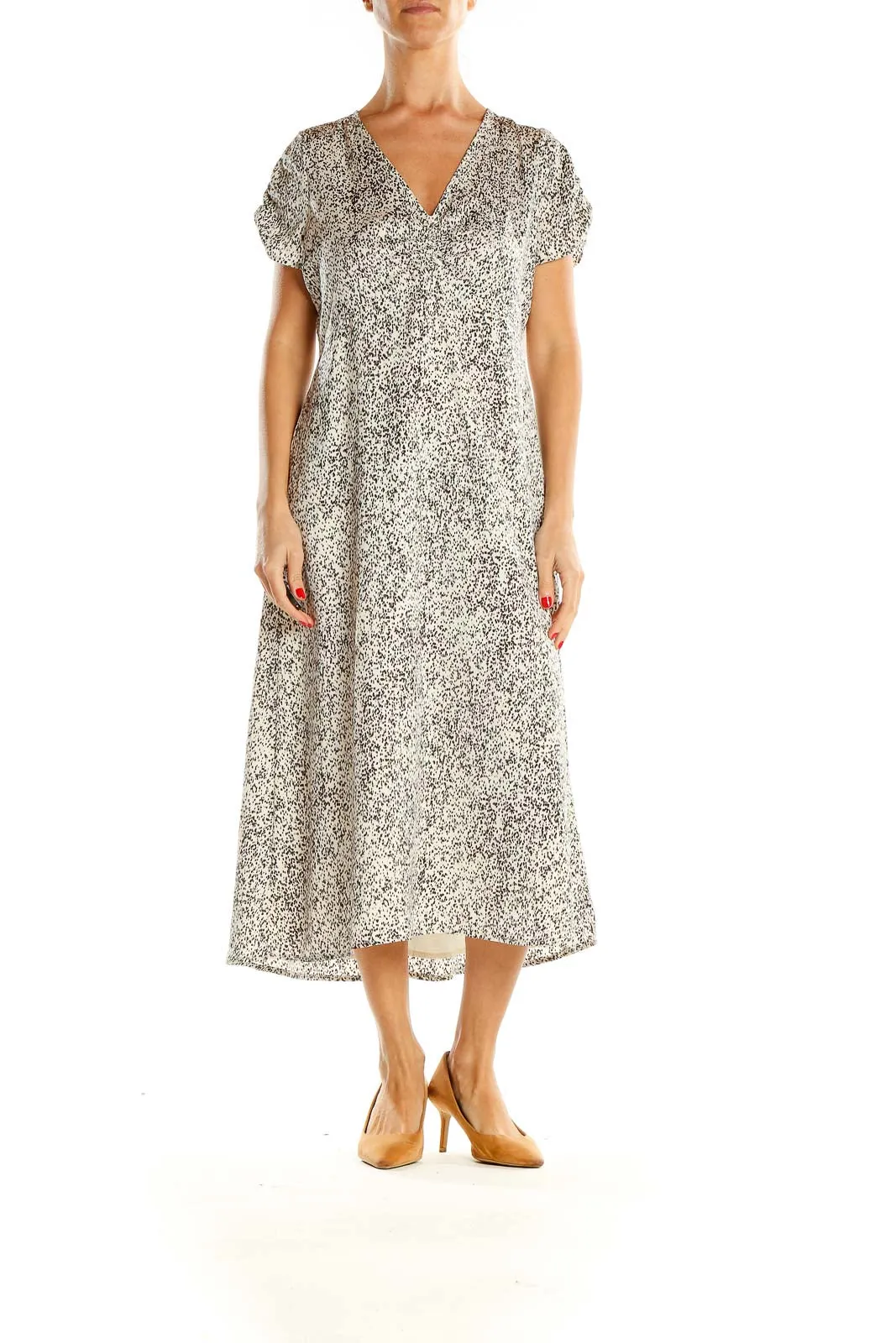 Gray Printed Day Fit & Flare Dress