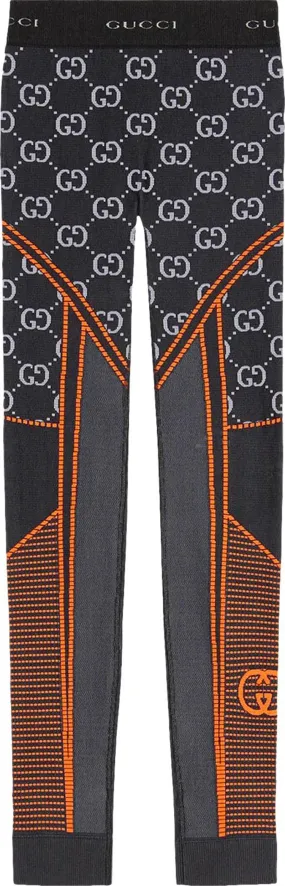 Gucci GG Jersey Jacquard Leggings Black/Orange, black