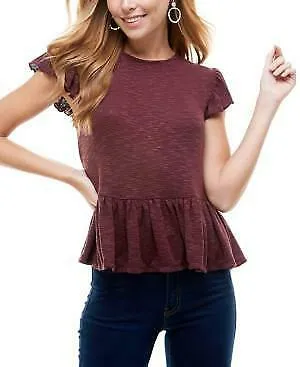 Gypsies and Moondust Juniors Peplum-Hem Top, Large