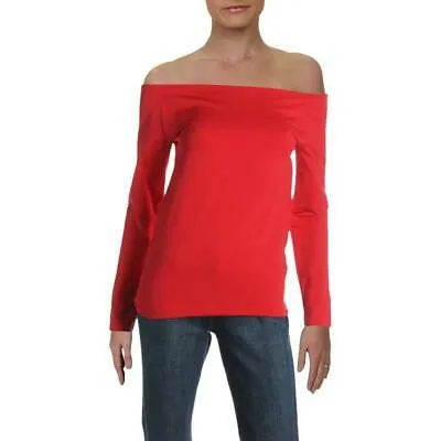 Helmut Lang Womens Pullover Top Open Boatneck Long Sleeve - Scarlet, Size Small