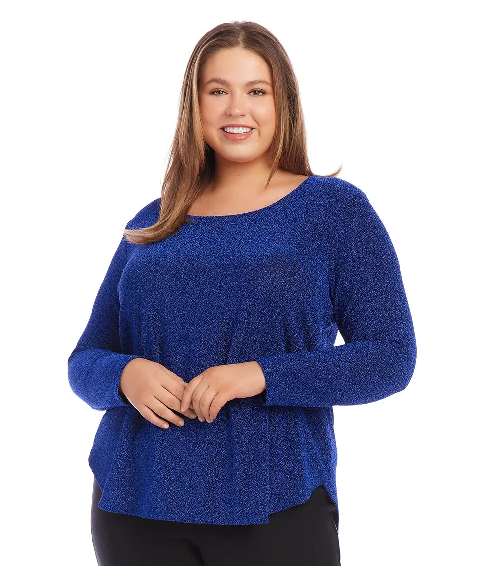 Karen Kane Womens Plus Size Metallic Knit Shirttail Top, Size OX