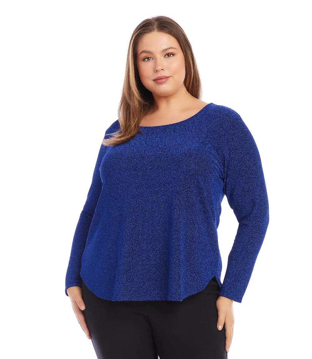 Karen Kane Womens Plus Size Metallic Knit Shirttail Top, Size OX