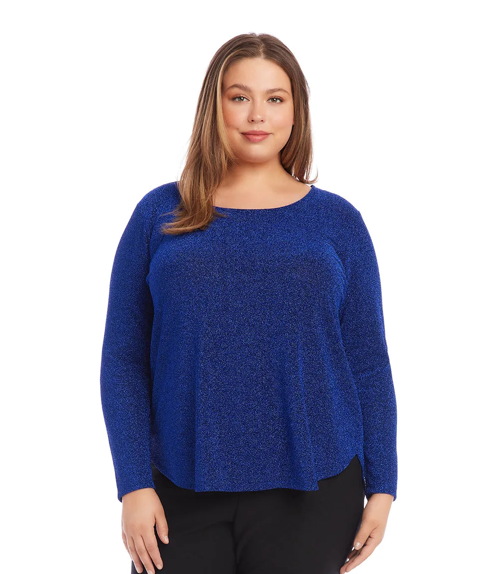 Karen Kane Womens Plus Size Metallic Knit Shirttail Top, Size OX