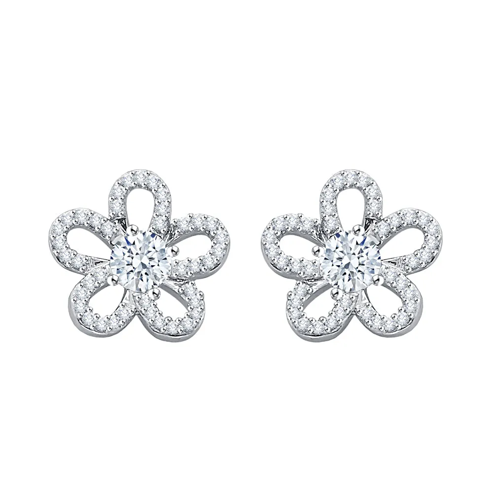 KATARINA Diamond Floral Earring Jackets (1/3 cttw)