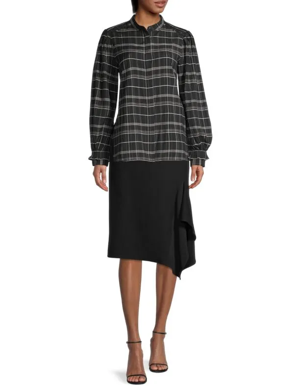 Kobi Halperin Rosemary Plaid Blouse, Black