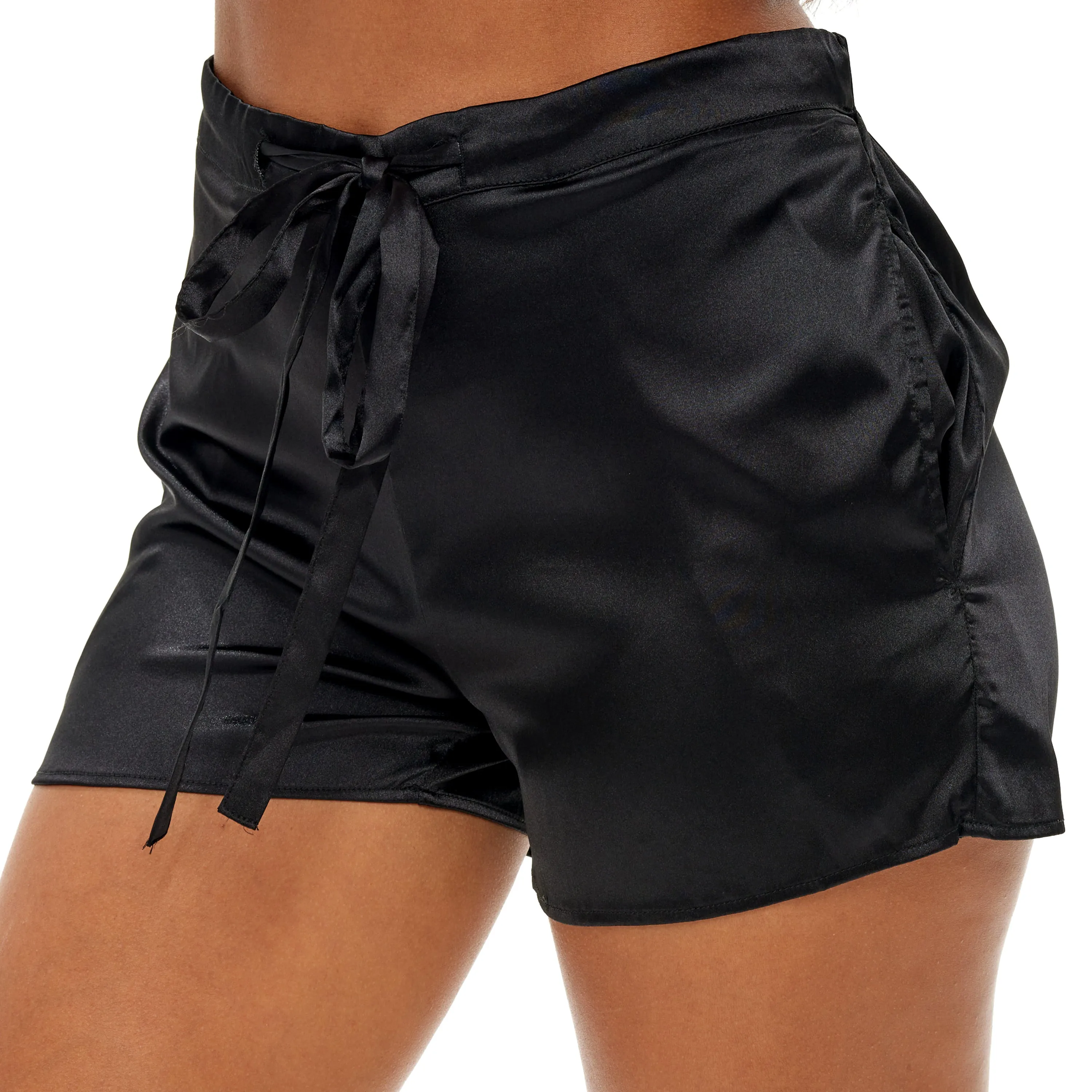 Lady Boxers with Pockets, Pack of 3 Women's Satin Boxers with Drawstring, Sleep Shorts