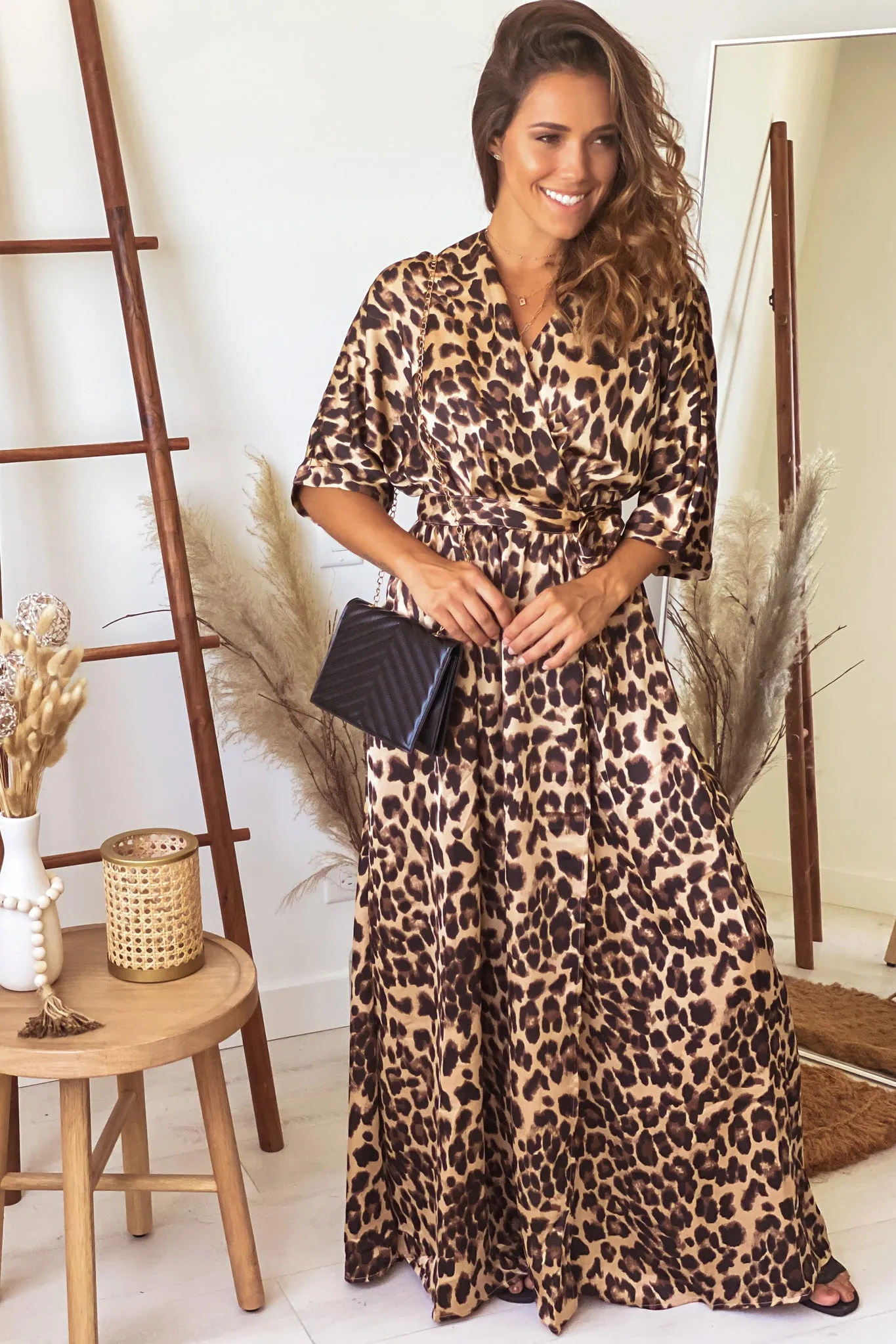 Leopard Wrap Maxi Dress