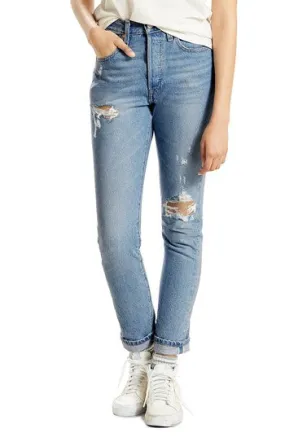 Levis 501Womens  Destruct Slim Jeans in Cant Touch This, Size 30X28