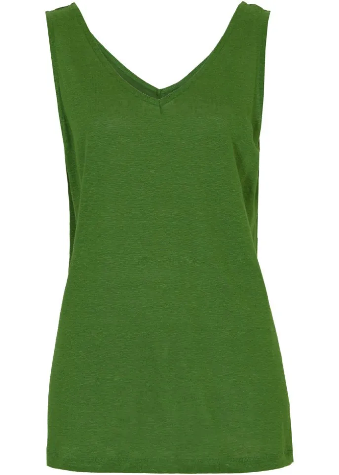 Linen T-shirt Bpc Bonprix Collection, green