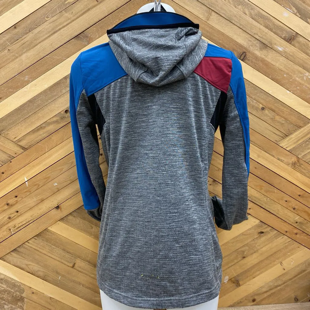 Louis Garneau - Women's Grid Fleece Jacket - MSRP comp $120: Blue / Red / Grey-women-MD