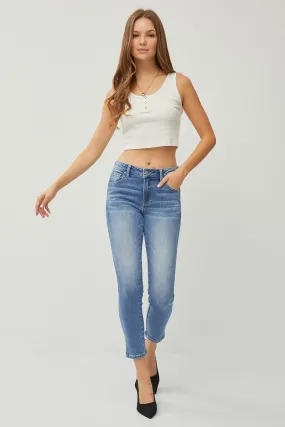 Mid-Rise Risen Jeans w/ Small Ankle Side Slit