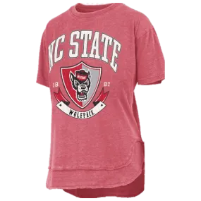 NC State Wolfpack Women's Heather Red Buckler Oversized Vintage T-Shirt