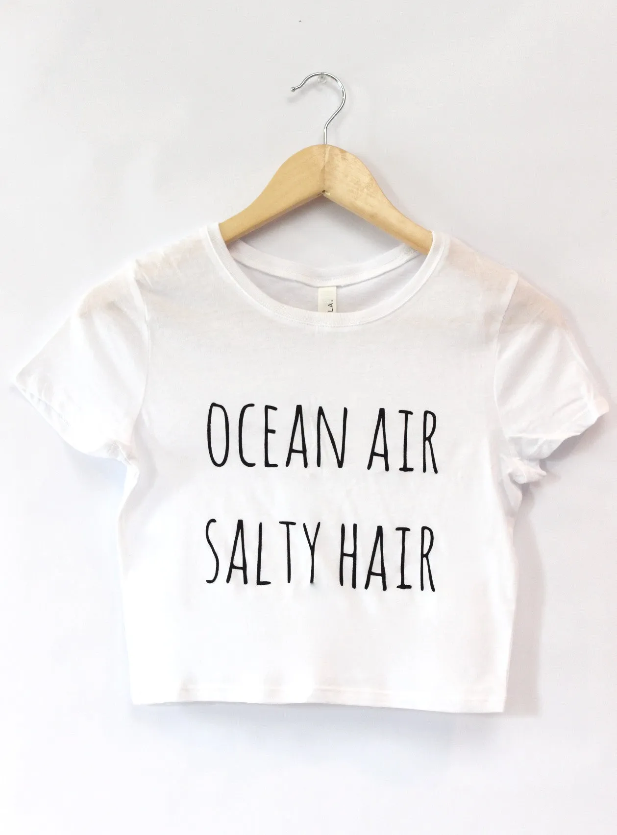 Ocean Air, Salty Hair White Graphic Crop Top