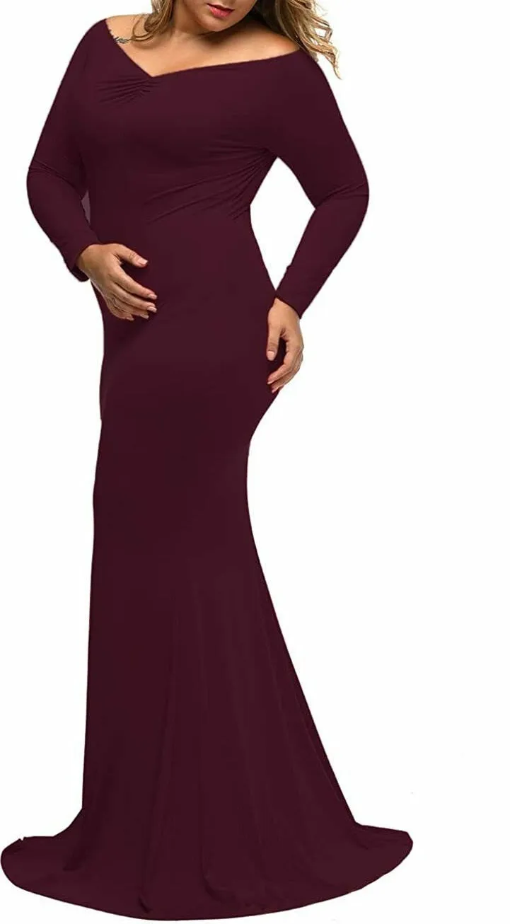 Plus Sized formal  Maxi dresses with V neck