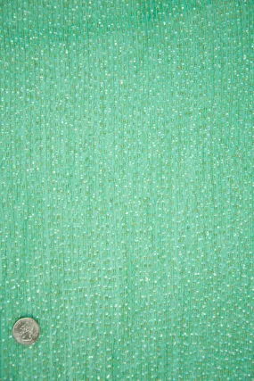 Sea Green Sequins & Beads on Silk Chiffon Fabric