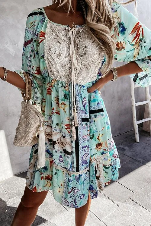 Sequin Lace Floral Dress