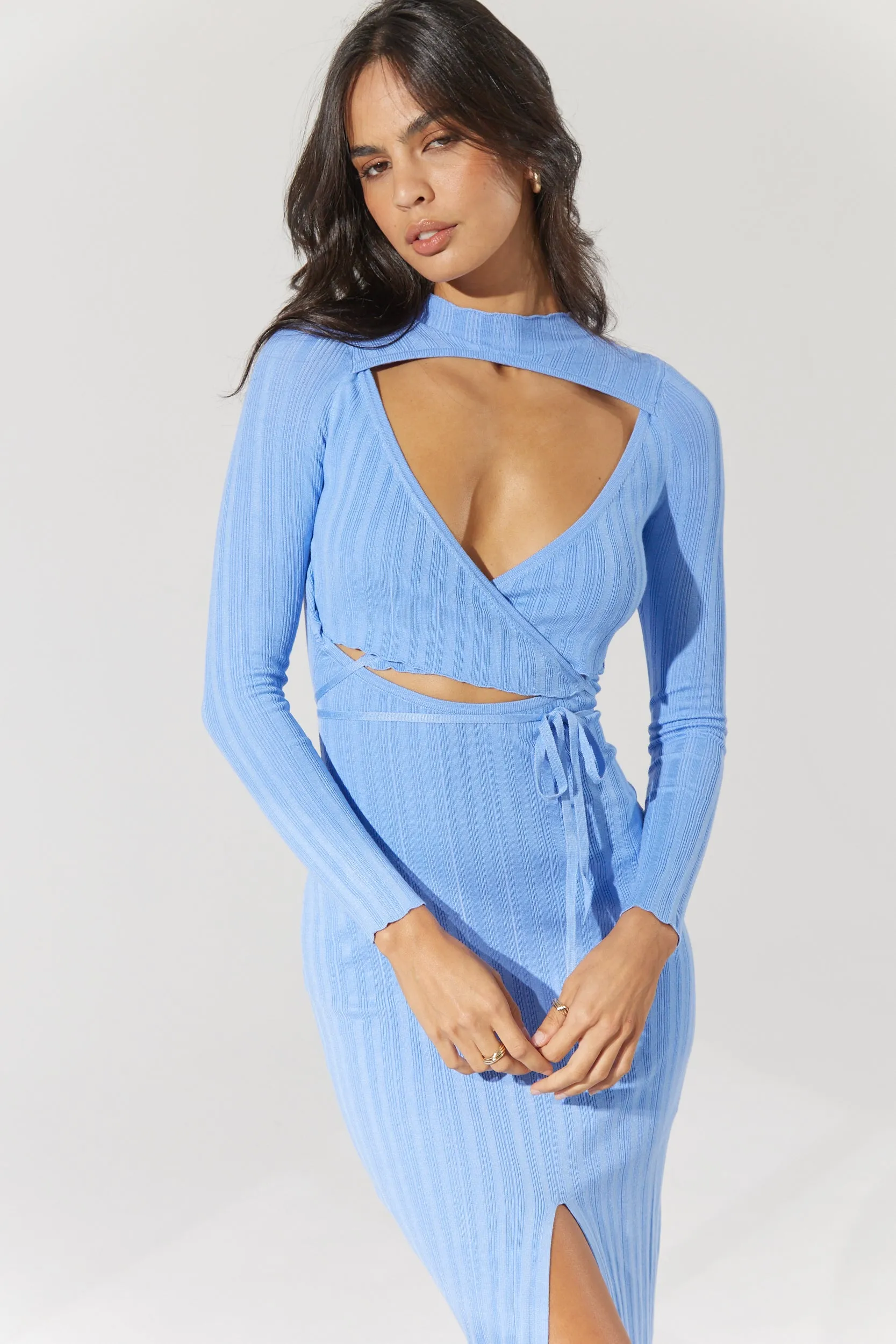 Sovere Allure Wrap Knit Midi Dress