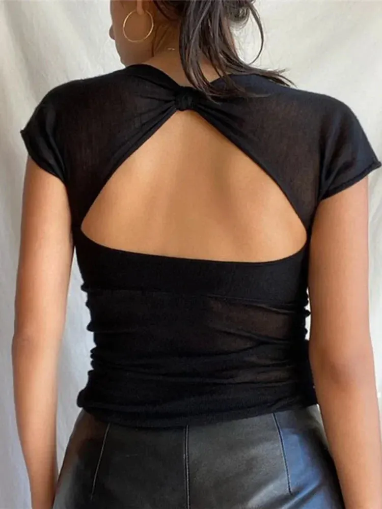 Square Backless Crop Top