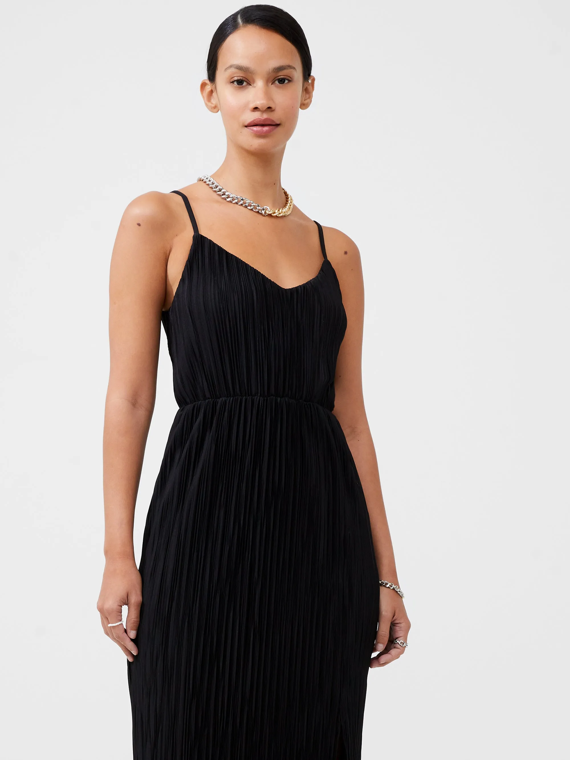 Strappy Plisse Jersey Maxi Dress