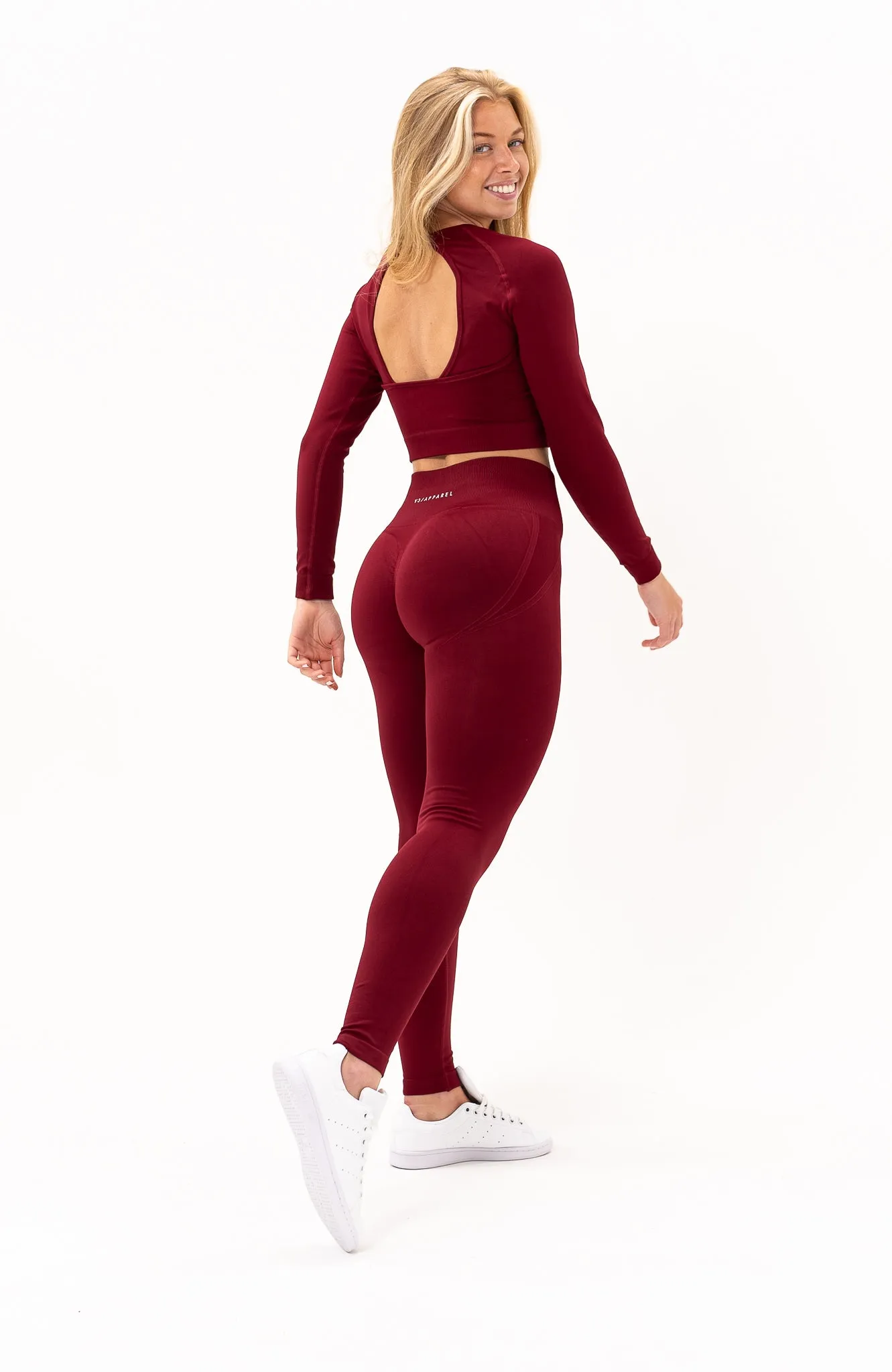 Tempo Seamless Scrunch Leggings - Burgundy Red