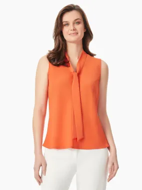 Tie Neck Sleeveless Jasper Crepe Blouse