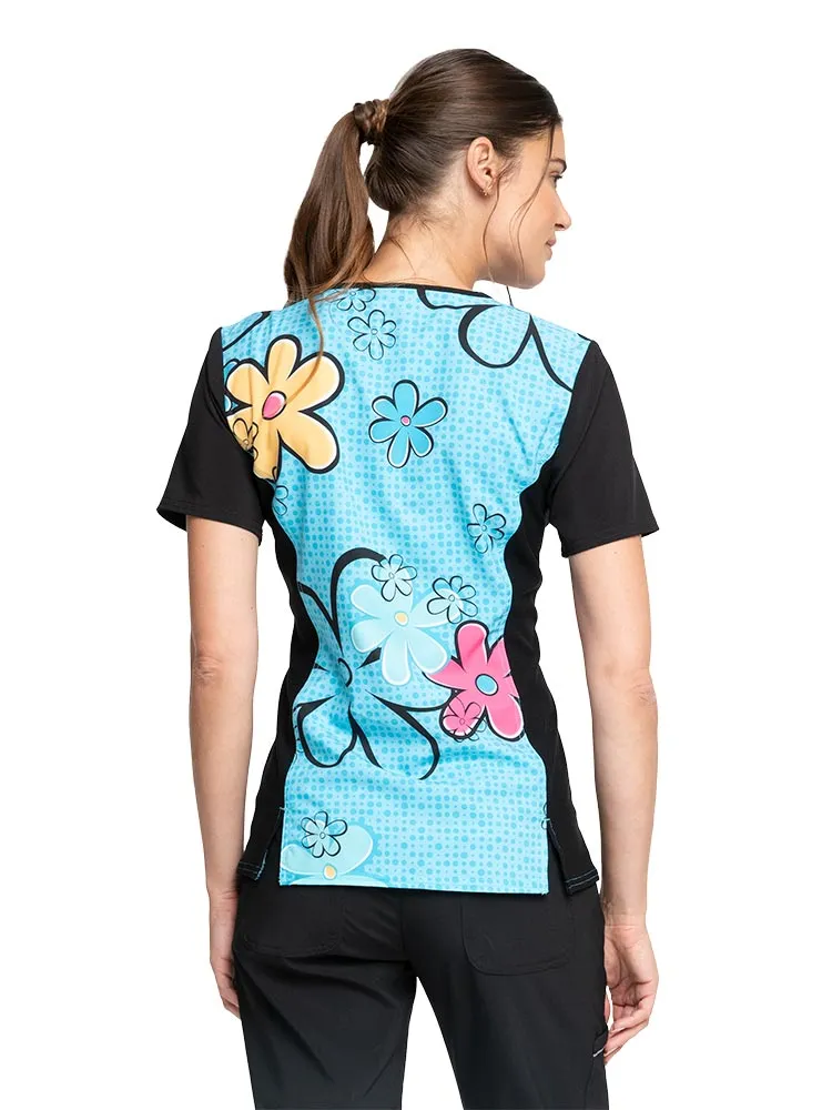 Tooniforms Women's V-Neck Print Scrub Top | Scooby Sunshine