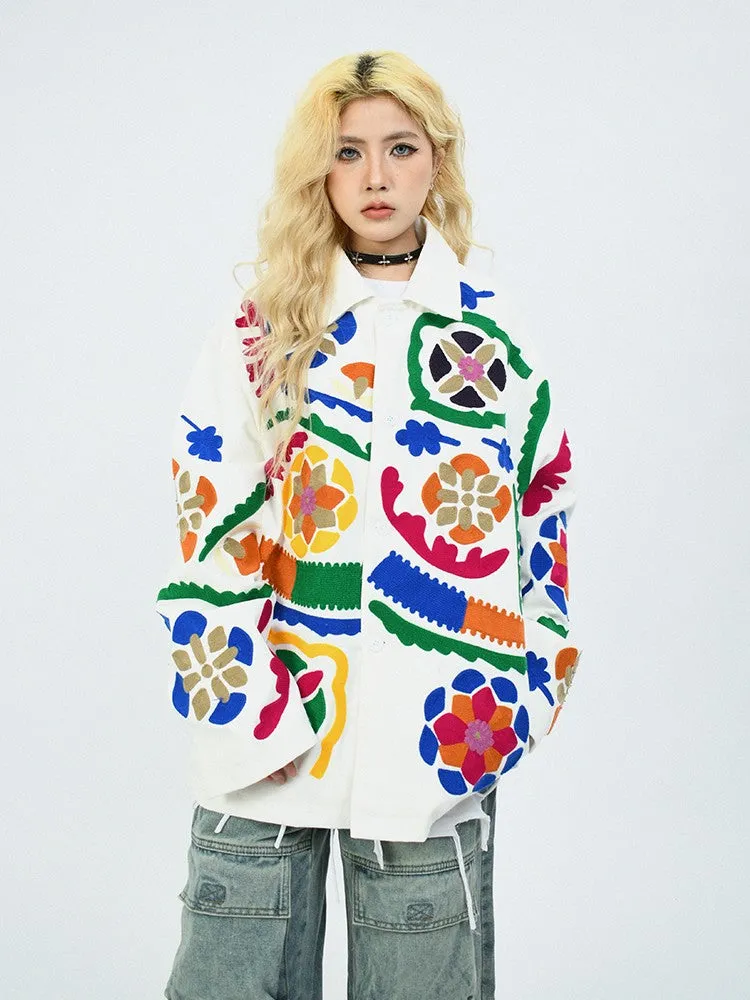 Women flower totem towel embroidery jacket